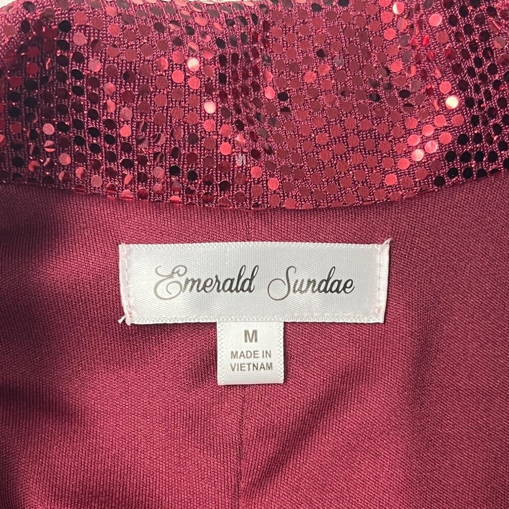 NWT MEDIUM JUNIORS Emerald Sundae Red Sequin Tuxedo Bodycon Christmas Dress - Picture 7 of 13